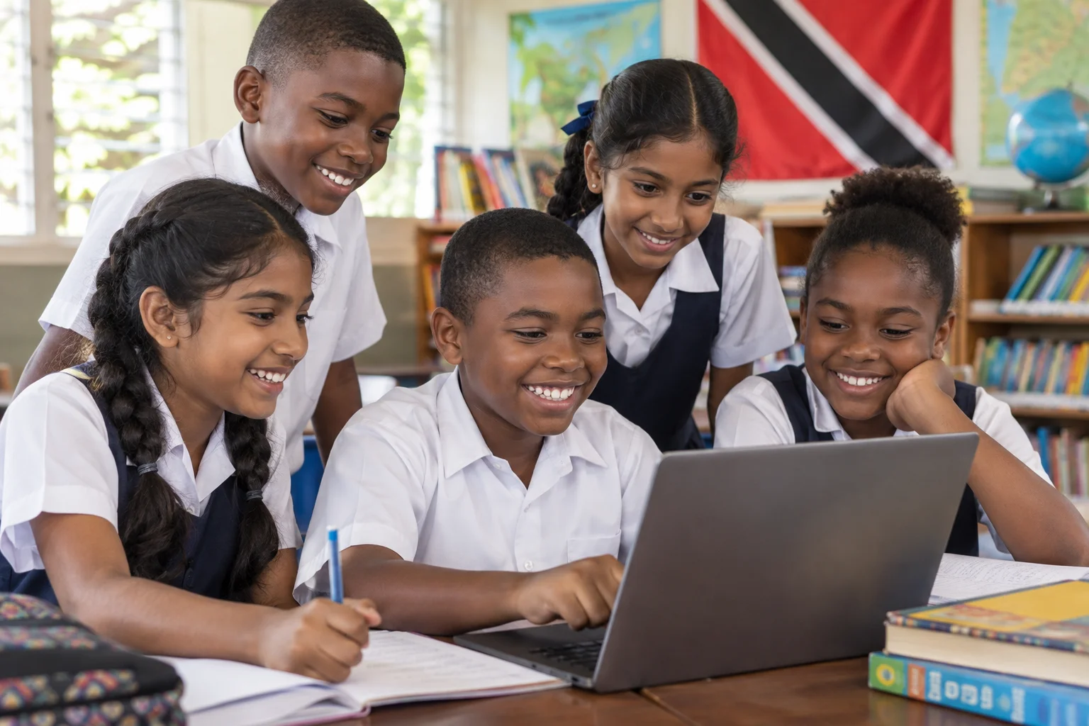 Trinidad and Tobago primary students learning together
