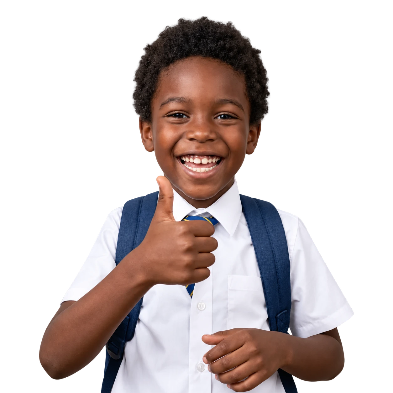 Primary school student celebrating achievement